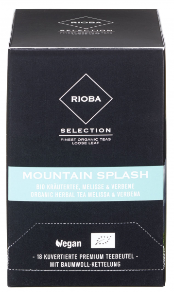 Rioba Bio Mountain Splash Bio Kräutertee Melisse & Verbene Teebeutel vegan - 6 x 55 g Karton