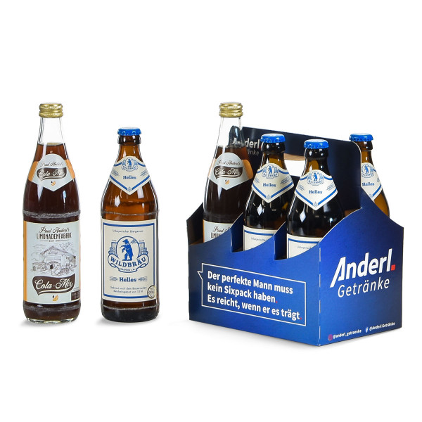 2 x Anderl Cola-Mix 0,5l und 4 x Wildbräu Helles 0,5l