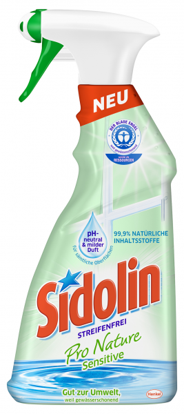 Sidolin Glasreiniger Pro Nature Sensitive flüssig - 500 ml Flasche