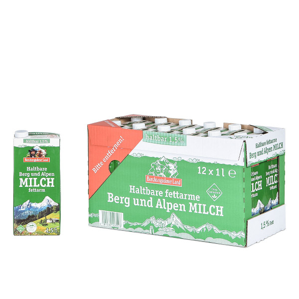 Berchtesgadener Haltbare Berg und Alpen Milch 1,5% 12 x 1l