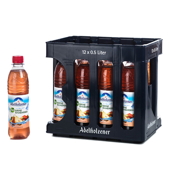 Adelholzener Bio Birne-Rhabarber in der 0,5l PET Flasche