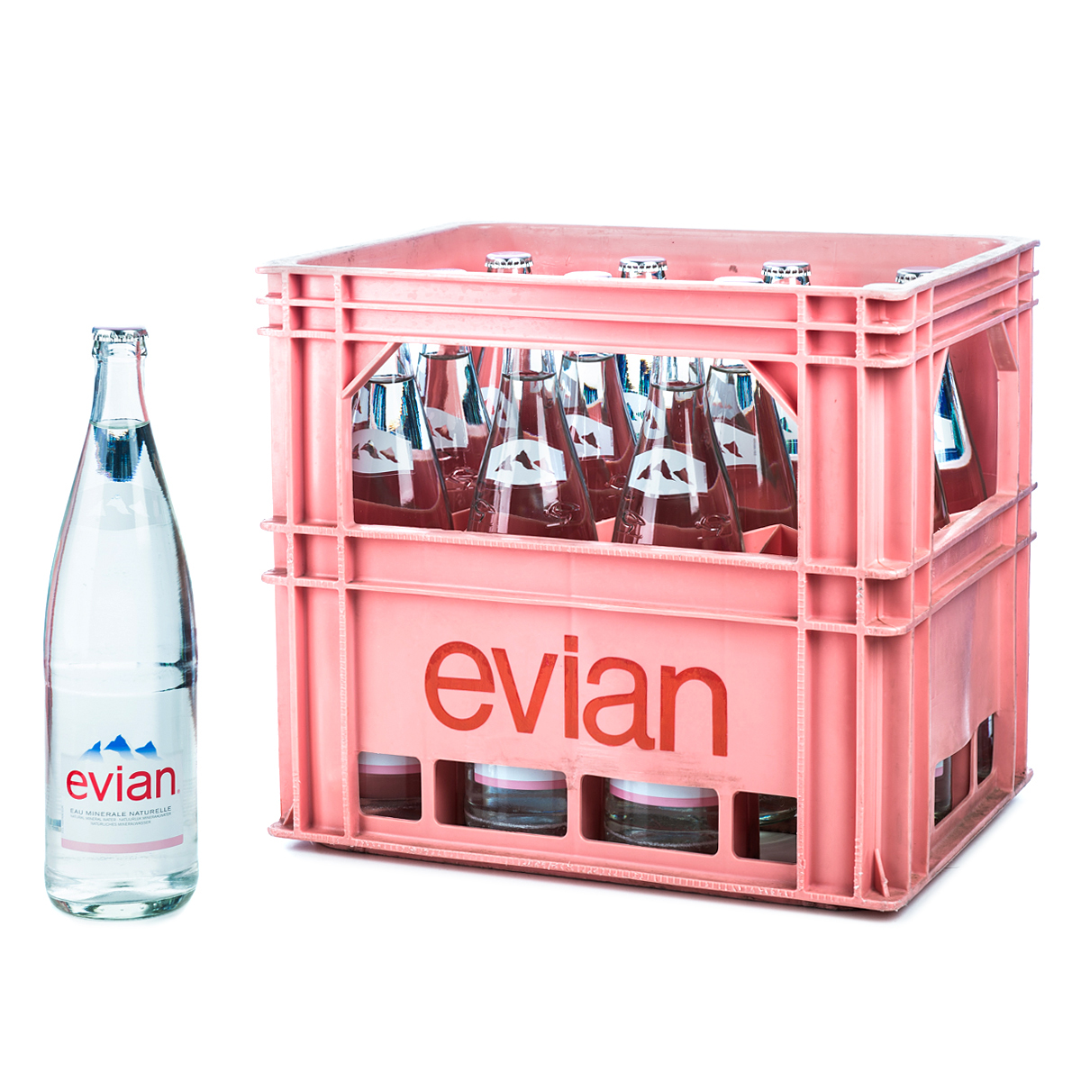 evian natürliches Mineralwasser in 1L PET-Einwegpfandflasche - Evian