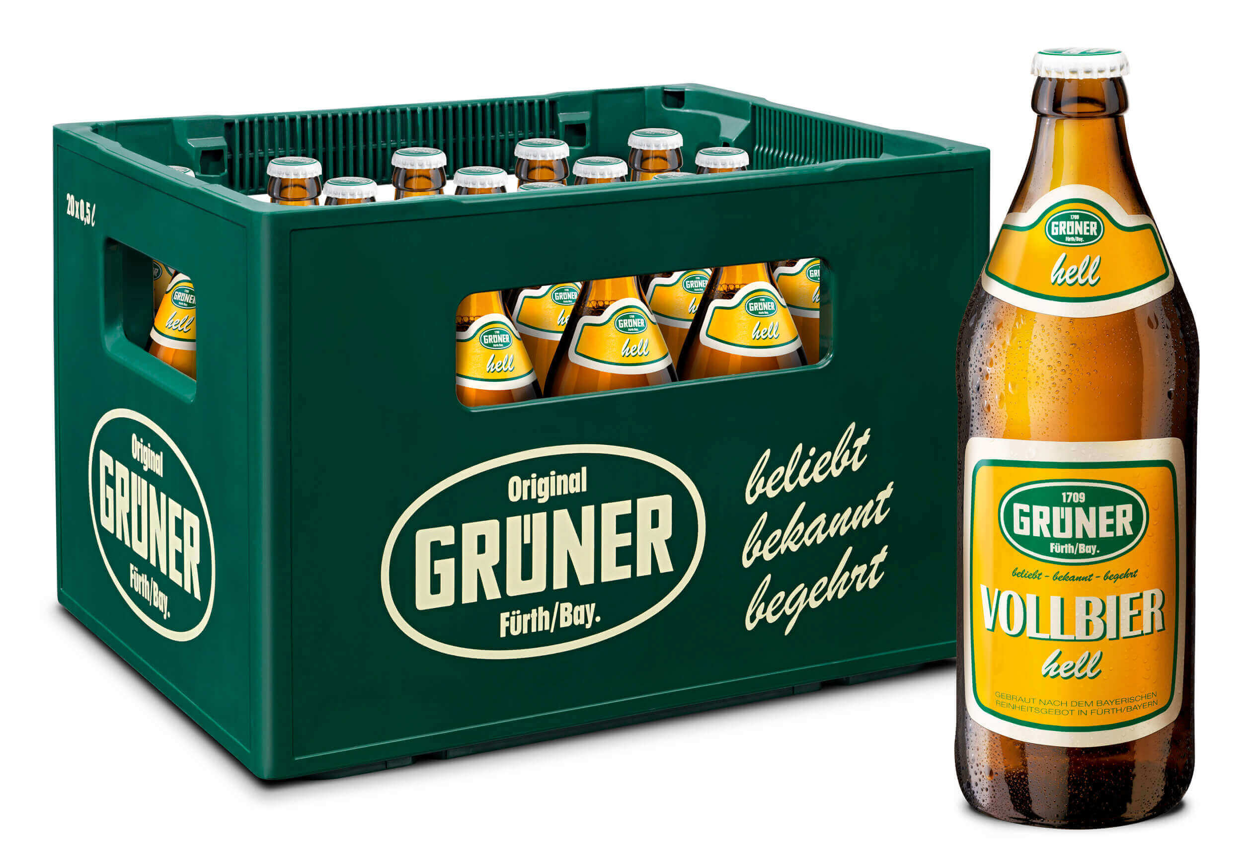 Grüner-Bier Vollbier Hell 20 x 0,5l | getraenkedienst.com