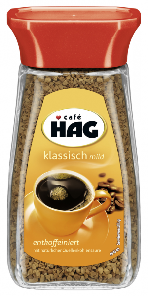 Hag Löskaffee klassisch mild entkoffeiniert - 100 g Glas