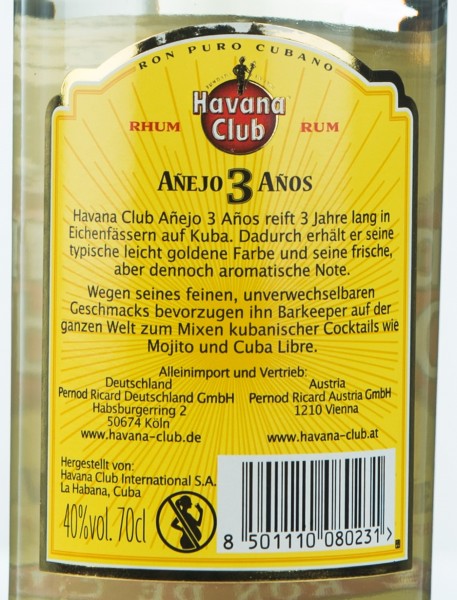 Havana Club Rum 3 Jahre 0,7l