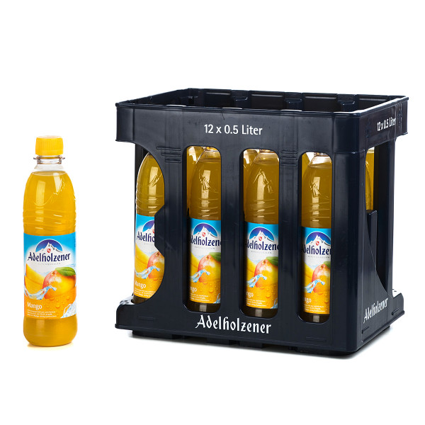 Adelholzener Mango in der 0,5l PET Flasche