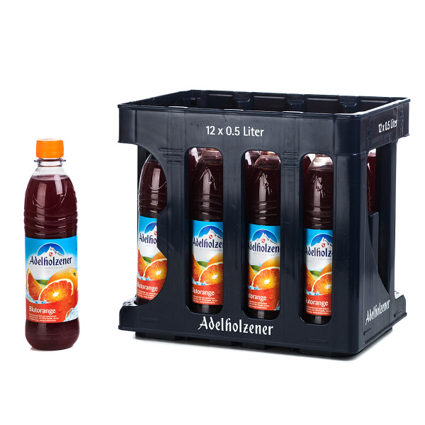 Adelholzener Blutorange in der 0,5l PET-Flasche