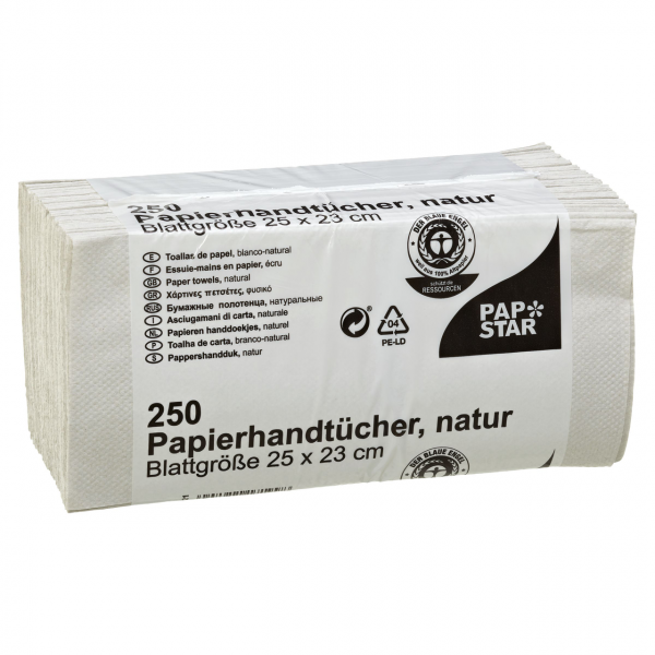 Papstar Handtuchpapier 25 x 23 cm Natur Krepppapier 1 lagig - 4 x